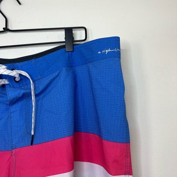 Quiksilver 9" DryFlight High Line Multicolor Striped Swim Trunks Men's size 38 - Picture 3 of 10